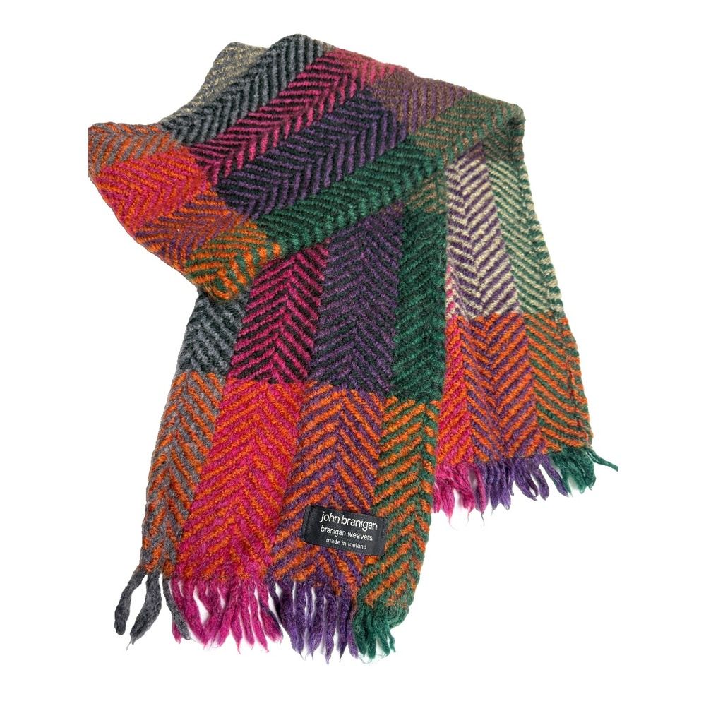 John Branigan Multicolor Herringbone Wool Blend Scarf